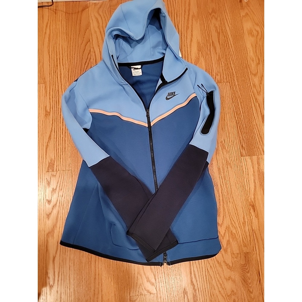 Nike Tech Fleece Full Zip Hoodie Jacket Mens Medium Tall Blue Peach
